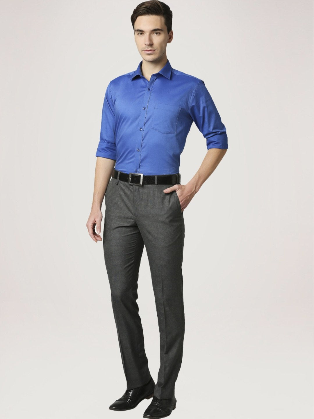 Park Avenue Men Blue Solid Slim Fit Work Shirt