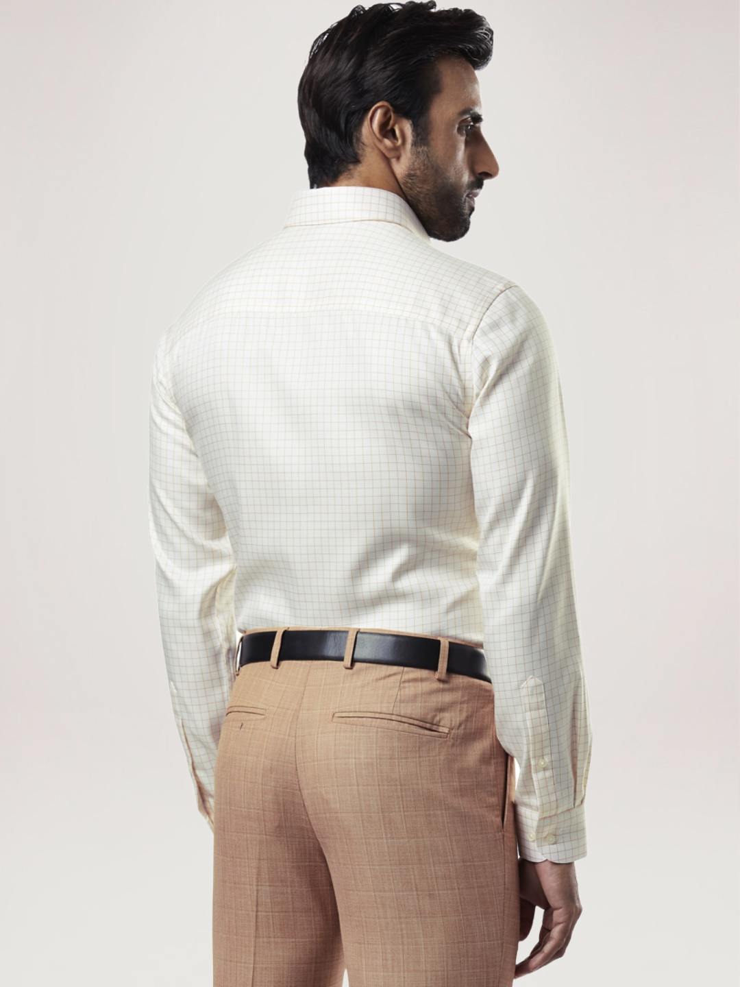 Raymond Men Light Yellow Solid Regular Fit Work Shirt