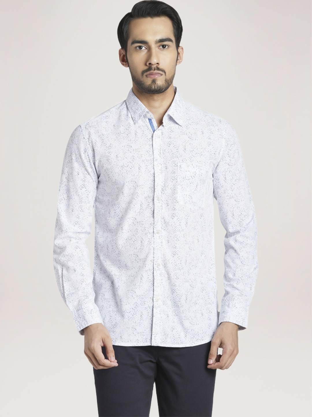 Parx Men Light Blue Printed Slim Fit Casual Shirt