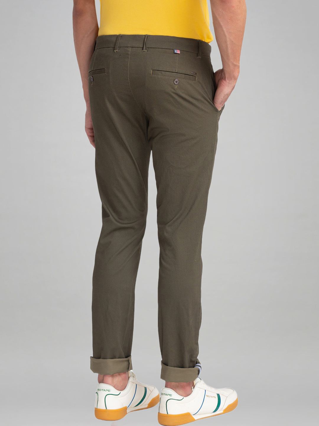 Parx Men Medium Green Printed Tapered Fit Casual chinos