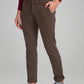 Parx Men Dark Brown Printed Tapered Fit Work Trouser