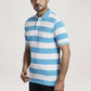 Colorplus Men Medium Blue Stripe Tailored Fit Casual Polo