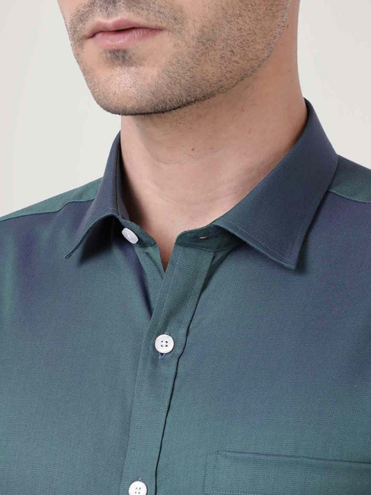 Park Avenue Men Dark Green Solid Slim Fit Work Shirt