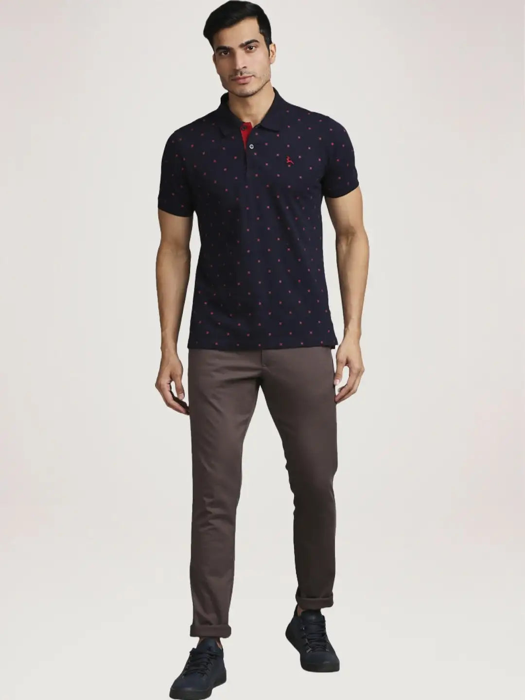 Parx Men Blue Printed Regular Fit Casual Polo