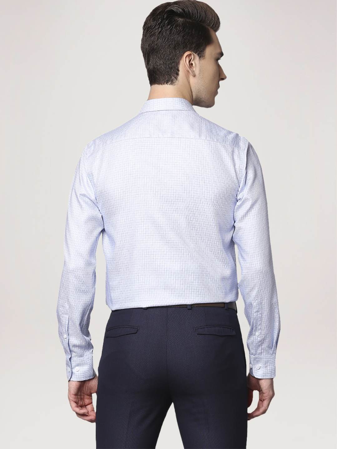 Park Avenue Men Medium Blue Checks Slim Fit Party Shirt