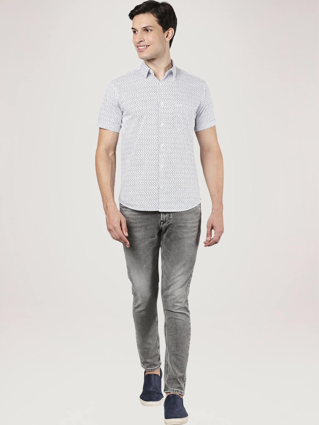 Park Avenue Men Medium Blue Printed Slim Fit Party Shirt