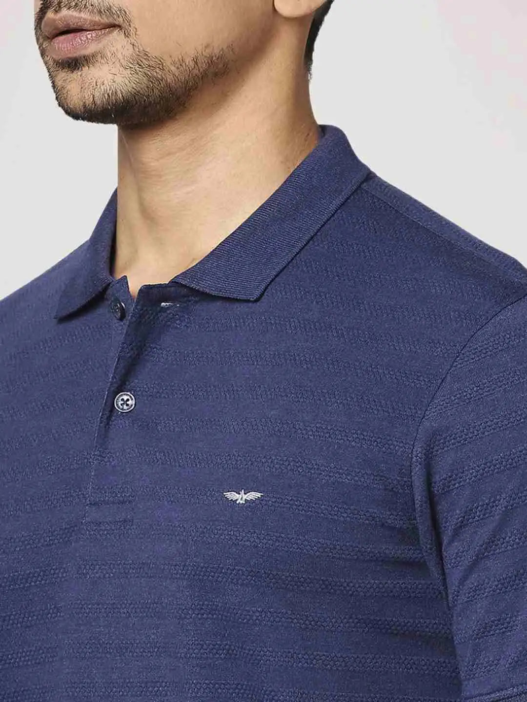 Park Avenue Men Blue Solid Slim Fit Casual Polo