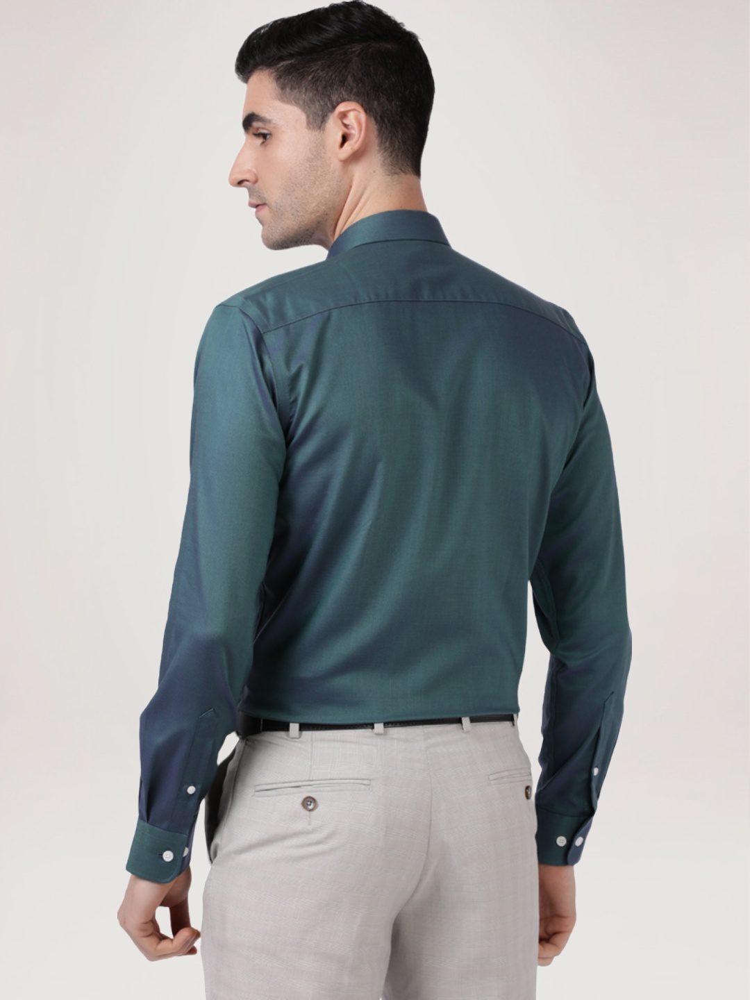 Park Avenue Men Dark Green Solid Slim Fit Work Shirt