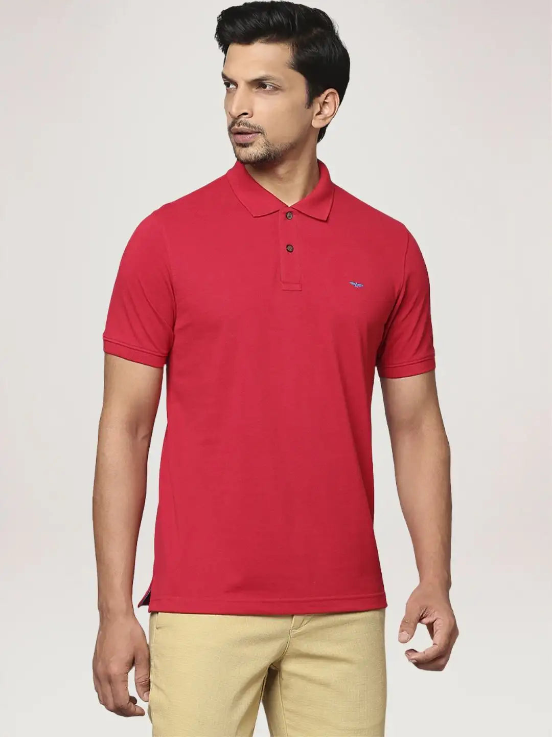 Park Avenue Men Medium Red Solid Slim Fit Casual Polo