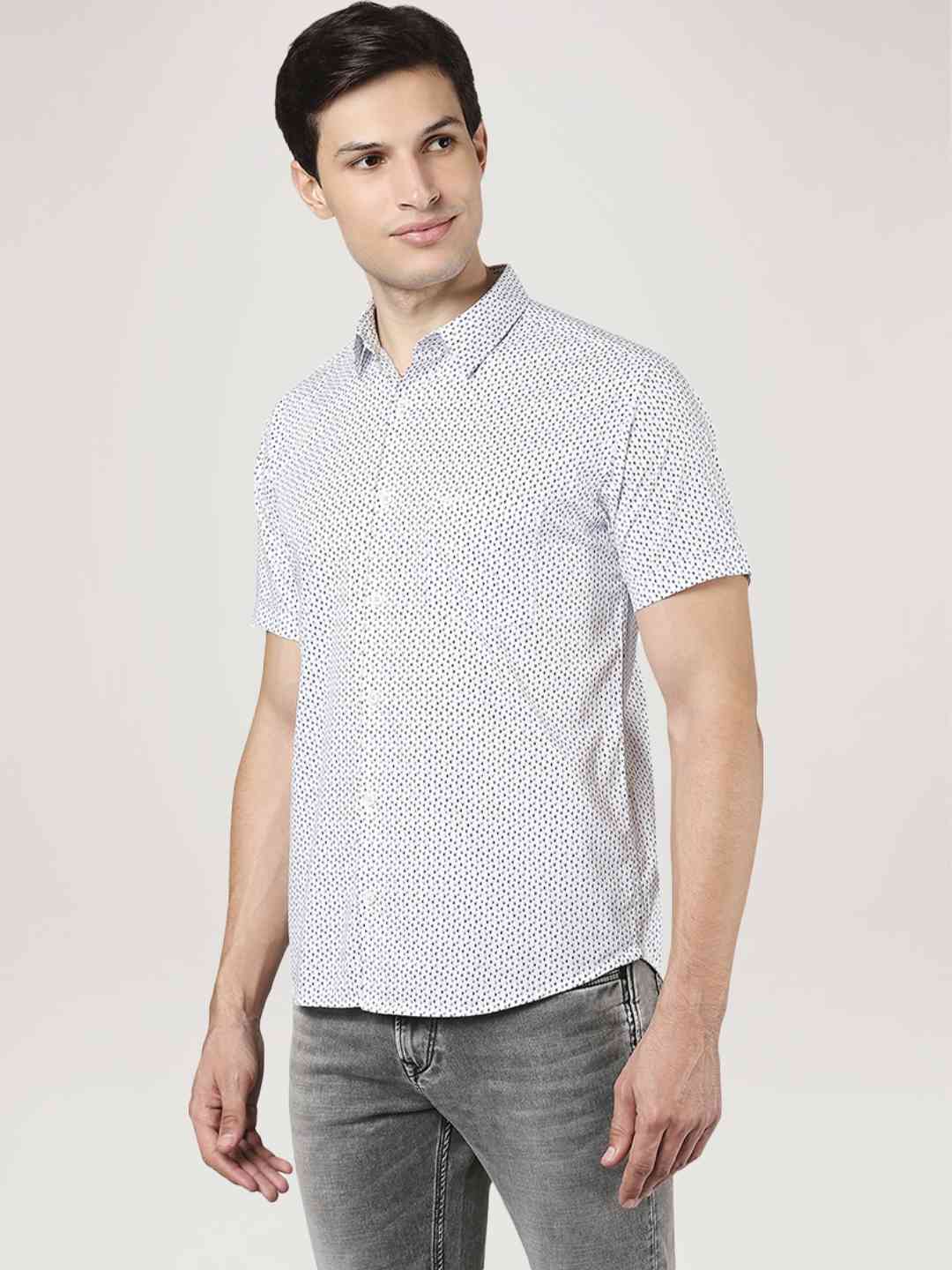 Park Avenue Men Medium Blue Printed Slim Fit Party Shirt