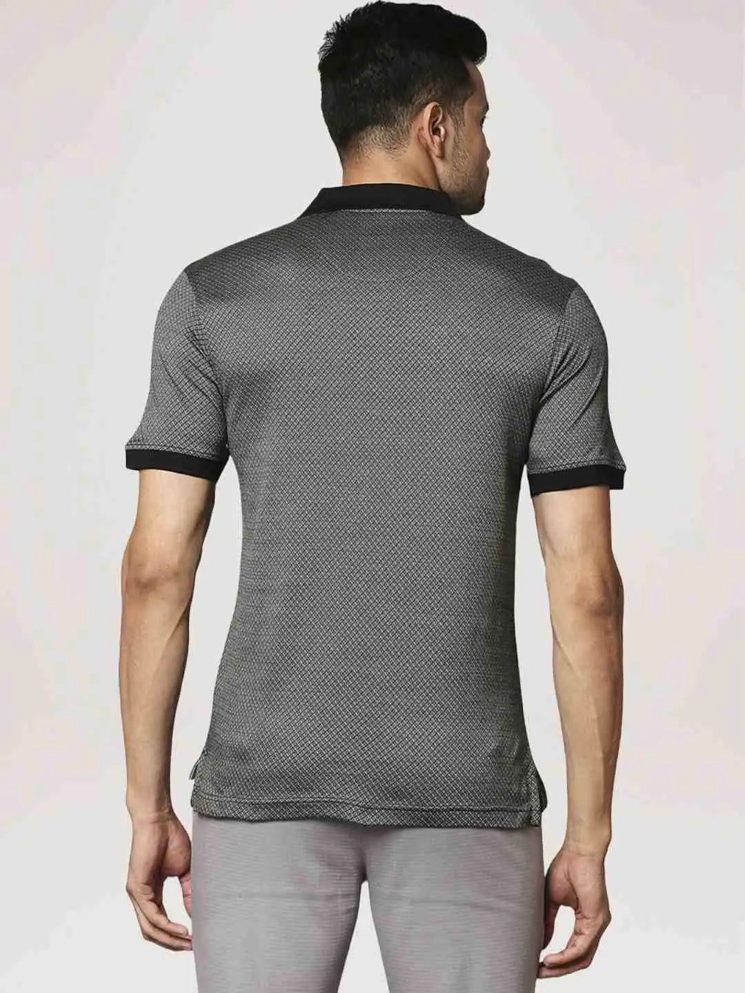 Raymond Men Black Solid Regular Fit Casual T-Shirt