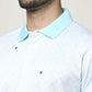 Park Avenue Men Medium Blue Printed Slim Fit Casual Polo