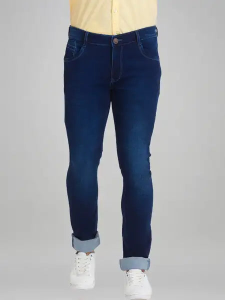 Parx Men Fancy Blue Solid Skinny Fit Casual Jeans