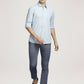 Parx Men Medium Blue Checks Slim Fit Party Shirt