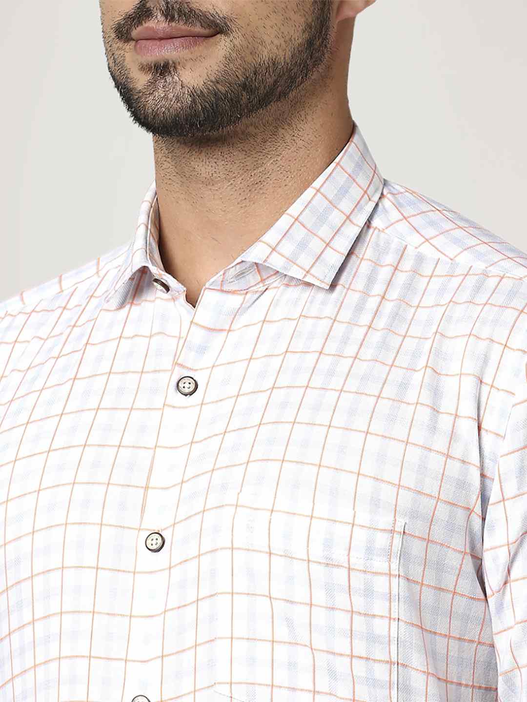Park Avenue Men Medium Blue Checks Slim Fit Party Shirt