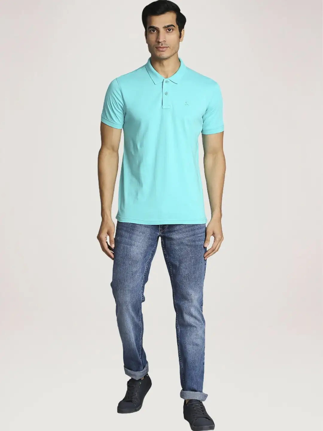 Parx Men Medium Green Solid Regular Fit Casual Polo