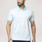 Park Avenue Men Medium Blue Printed Slim Fit Casual Polo