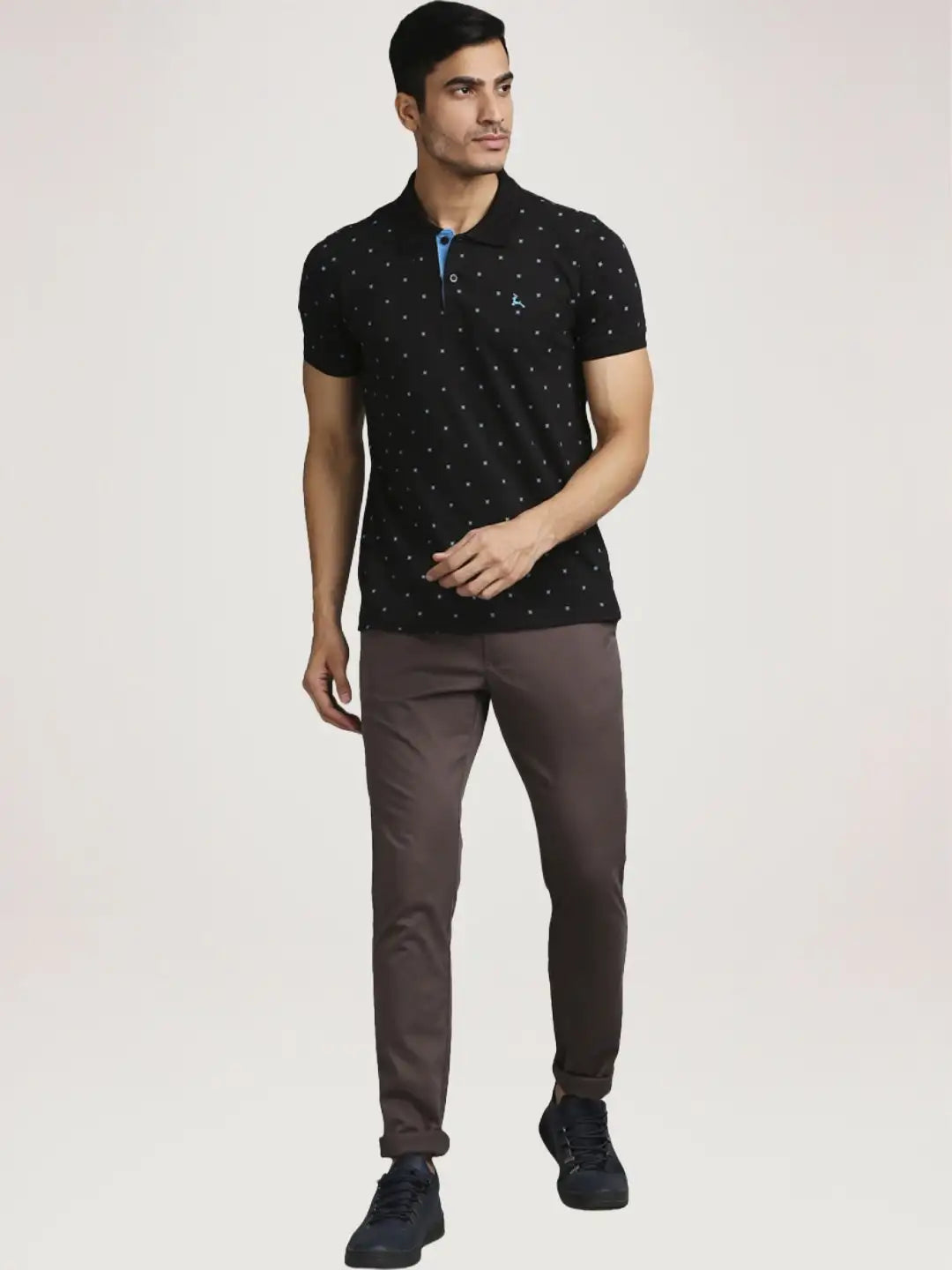 Parx Men Black Printed Regular Fit Casual Polo