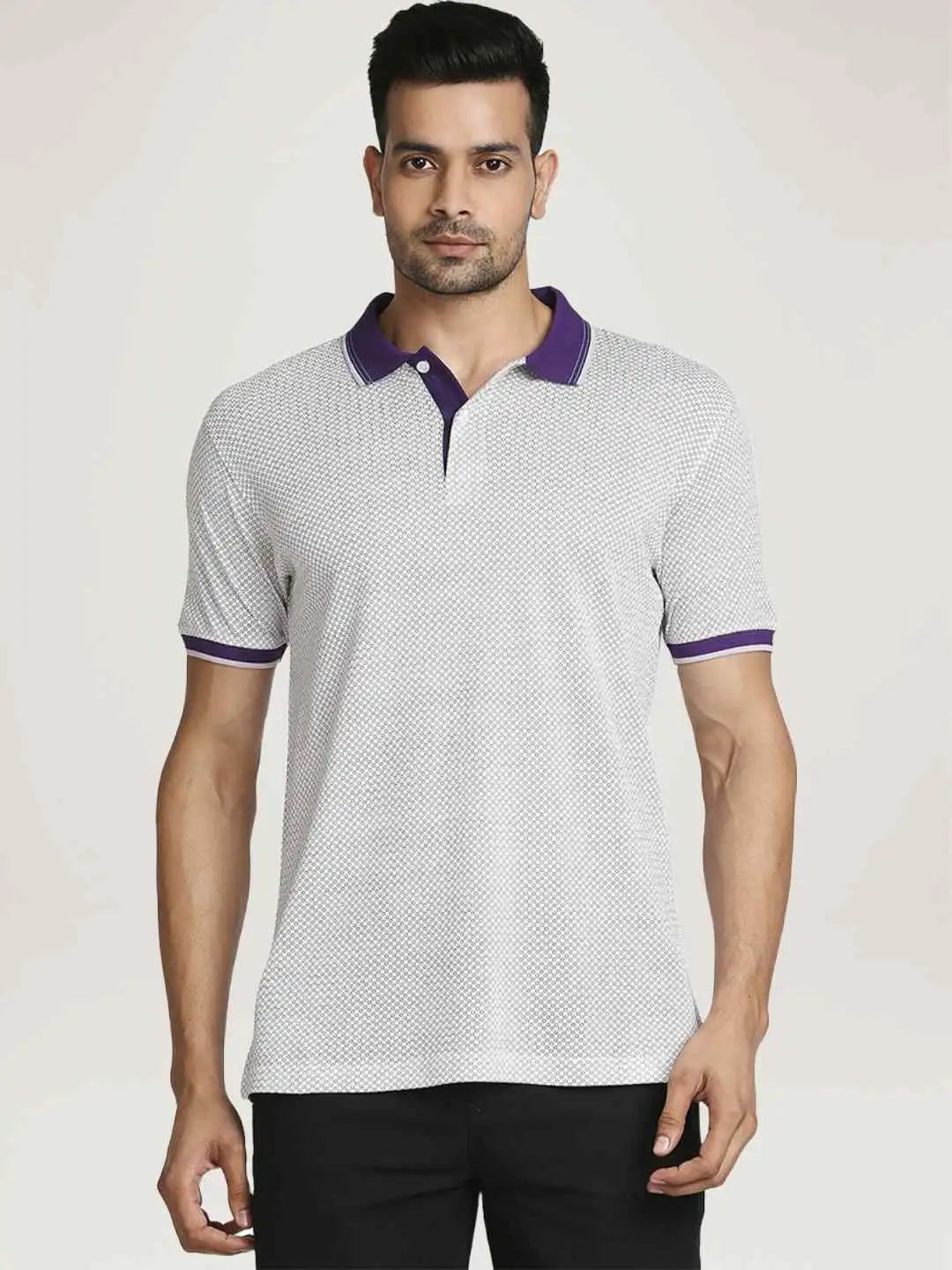 Colorplus Men Medium Violet Printed Tailored Fit Casual T-Shirt