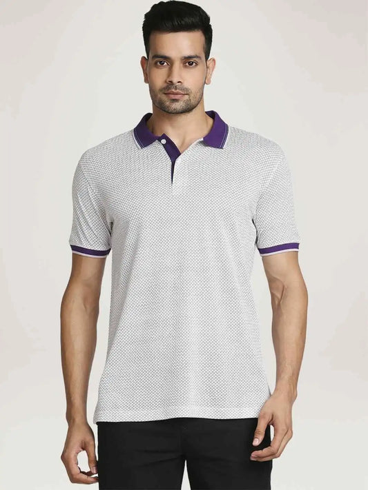 Colorplus Men Medium Violet Printed Tailored Fit Casual T-Shirt