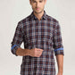 Parx Men Dark Brown Checks Slim Fit Party Shirt