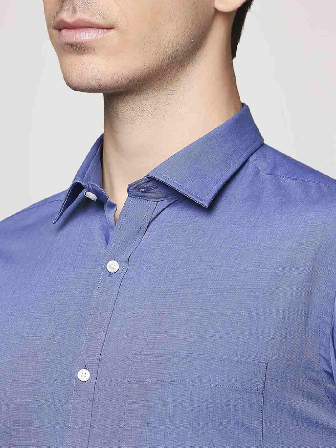 Park Avenue Men Blue Solid Slim Fit Work Shirt