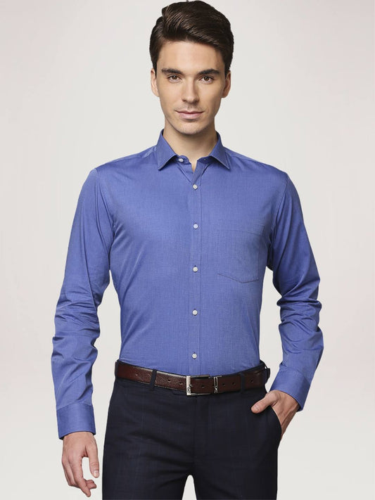 Park Avenue Men Blue Solid Slim Fit Work Shirt