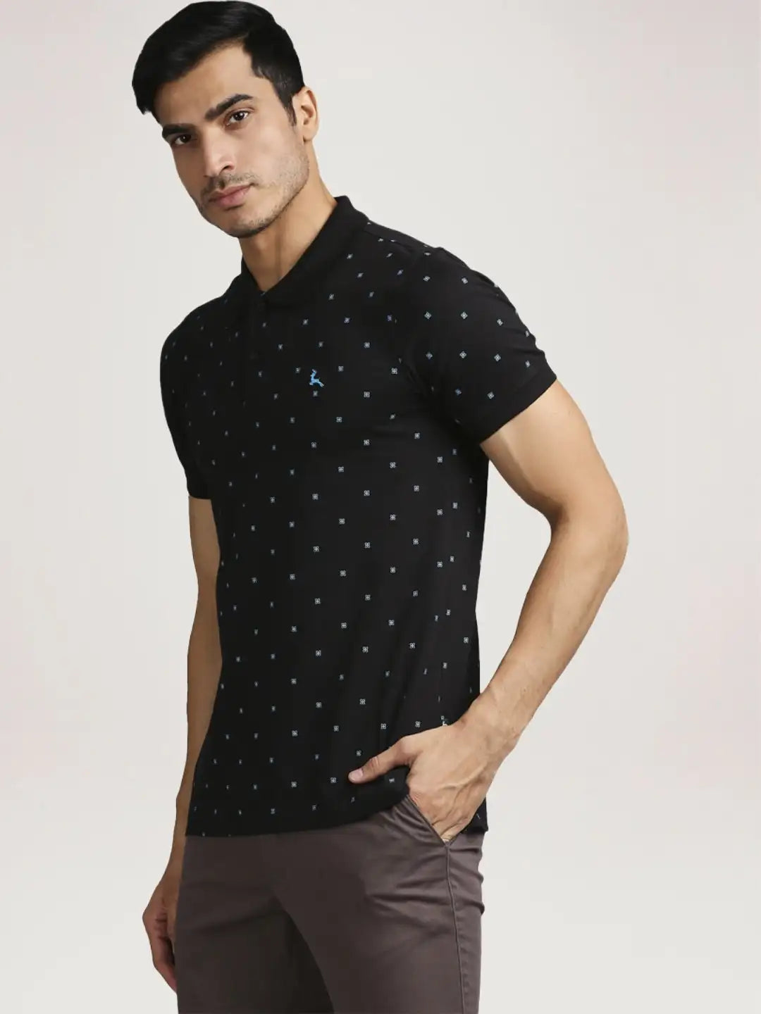 Parx Men Black Printed Regular Fit Casual Polo