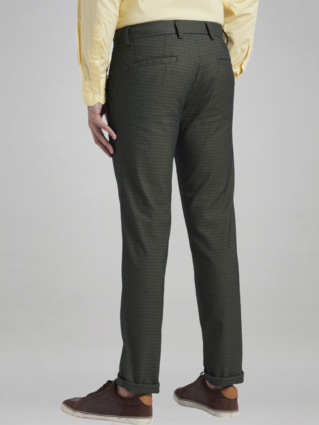 Parx Men Dark Brown Solid Tapered Fit Work Trouser