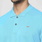 Park Avenue Men Medium Blue Solid Slim Fit Casual Polo
