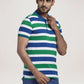 Colorplus Men Medium Green Stripe Slim Fit Casual T-Shirt