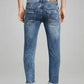 Parx Men Medium Blue Solid Tapered Fit Casual Jeans