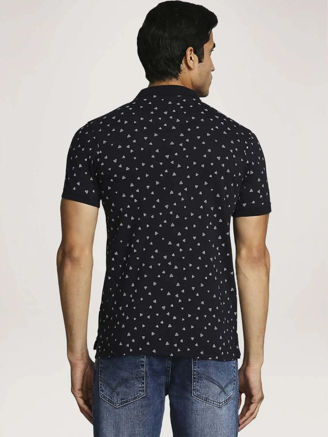 Parx Men Blue Printed Regular Fit Casual Polo