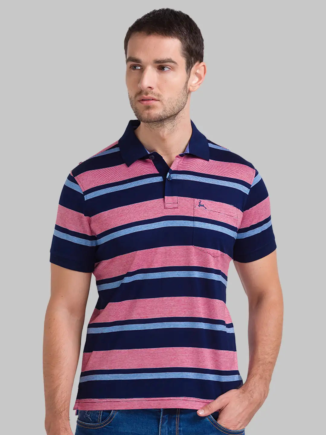 Men Regular Fit Dark Blue Polo