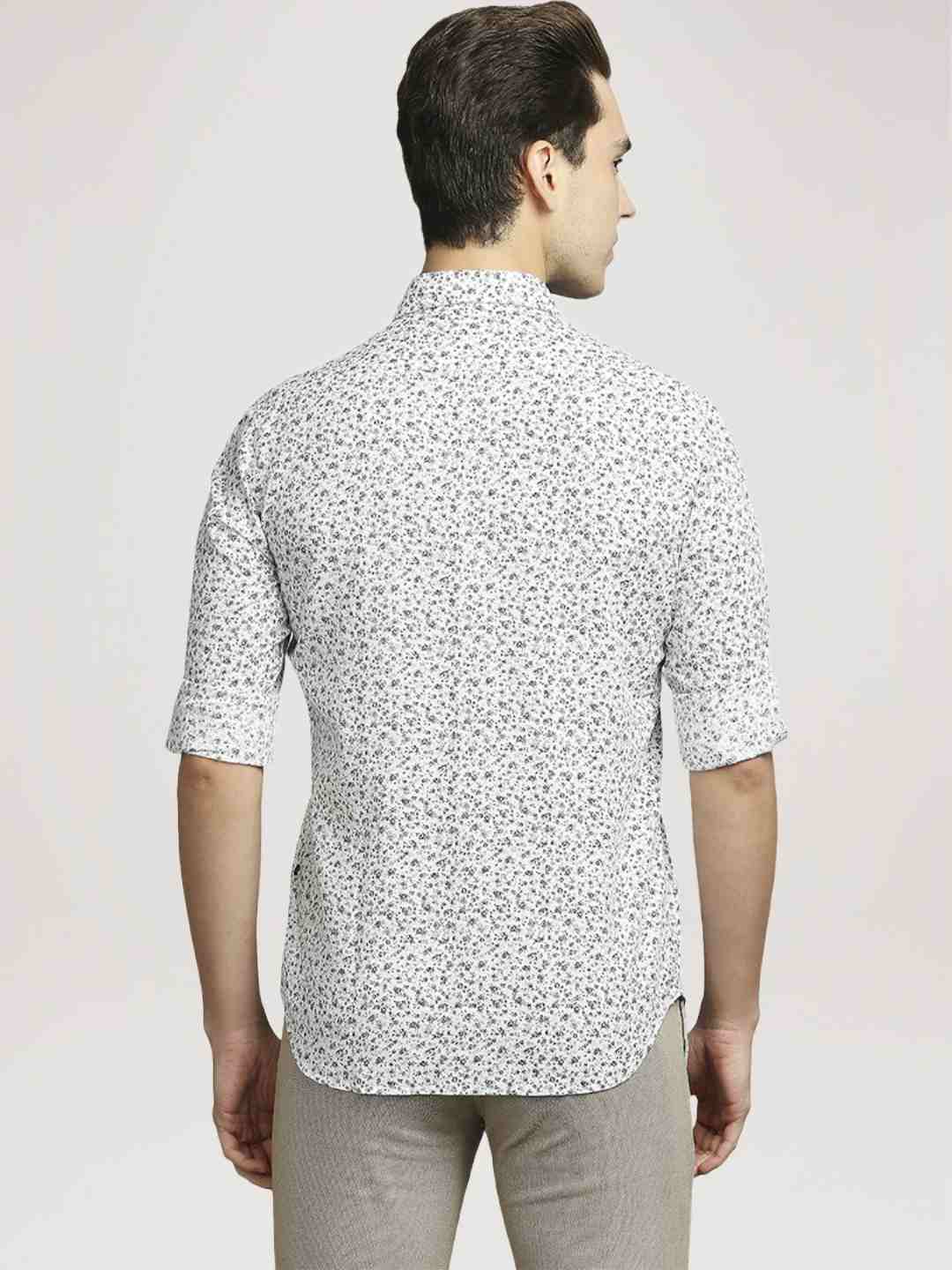 Parx Men Medium Grey Printed Slim Fit Casual Shirt