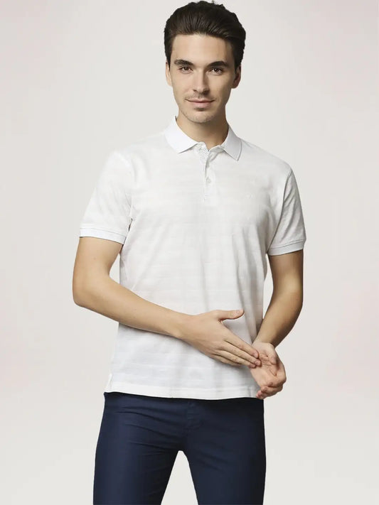 Park Avenue Men White Solid Slim Fit Casual Polo
