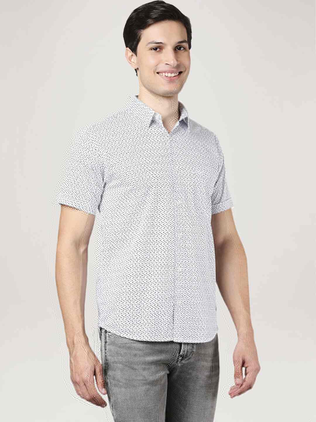 Park Avenue Men Medium Blue Printed Slim Fit Party Shirt
