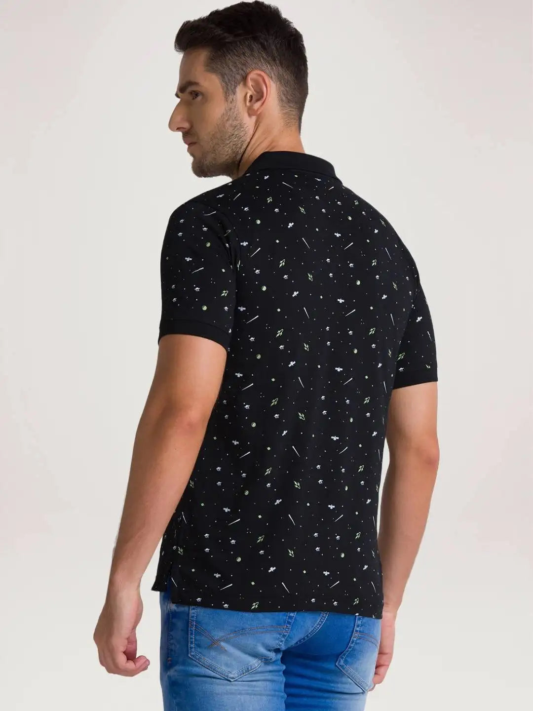 Parx Men Black Printed Regular Fit Casual Polo
