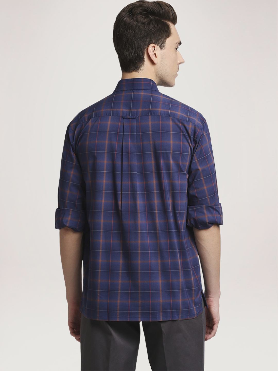 Colorplus Men Blue Checks Regular Fit Party Shirt