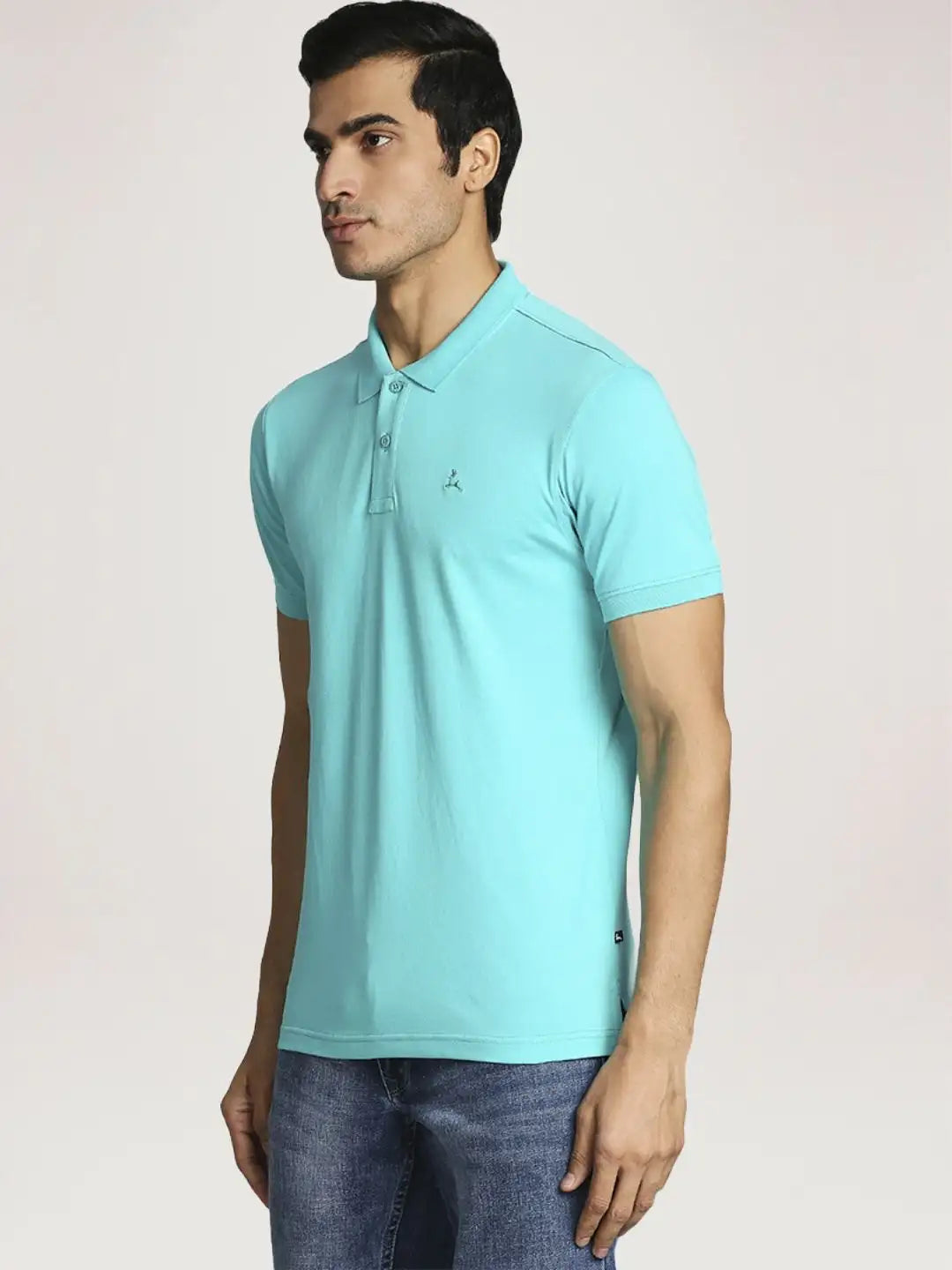 Parx Men Medium Green Solid Regular Fit Casual Polo