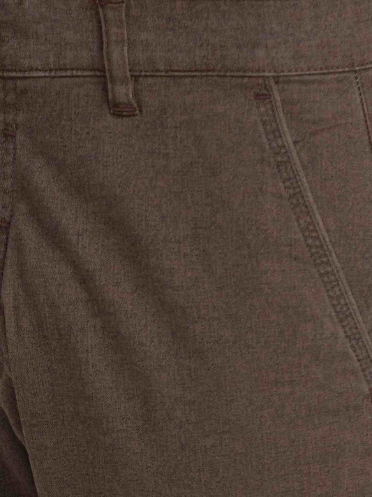 Parx Men Dark Brown Printed Tapered Fit Work Trouser