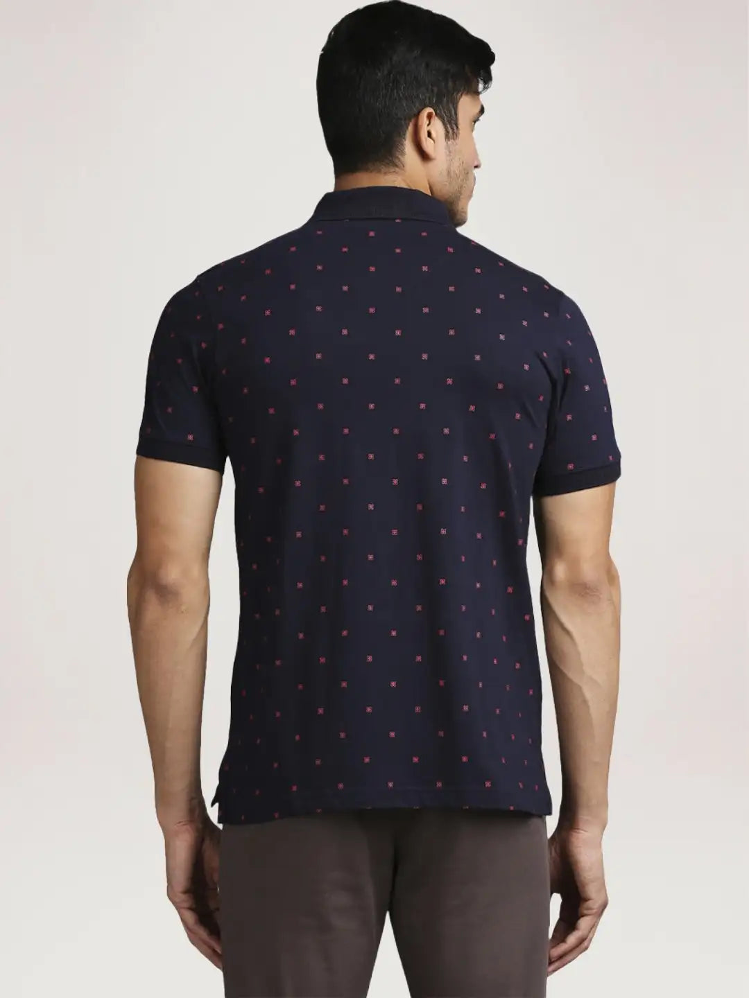 Parx Men Blue Printed Regular Fit Casual Polo