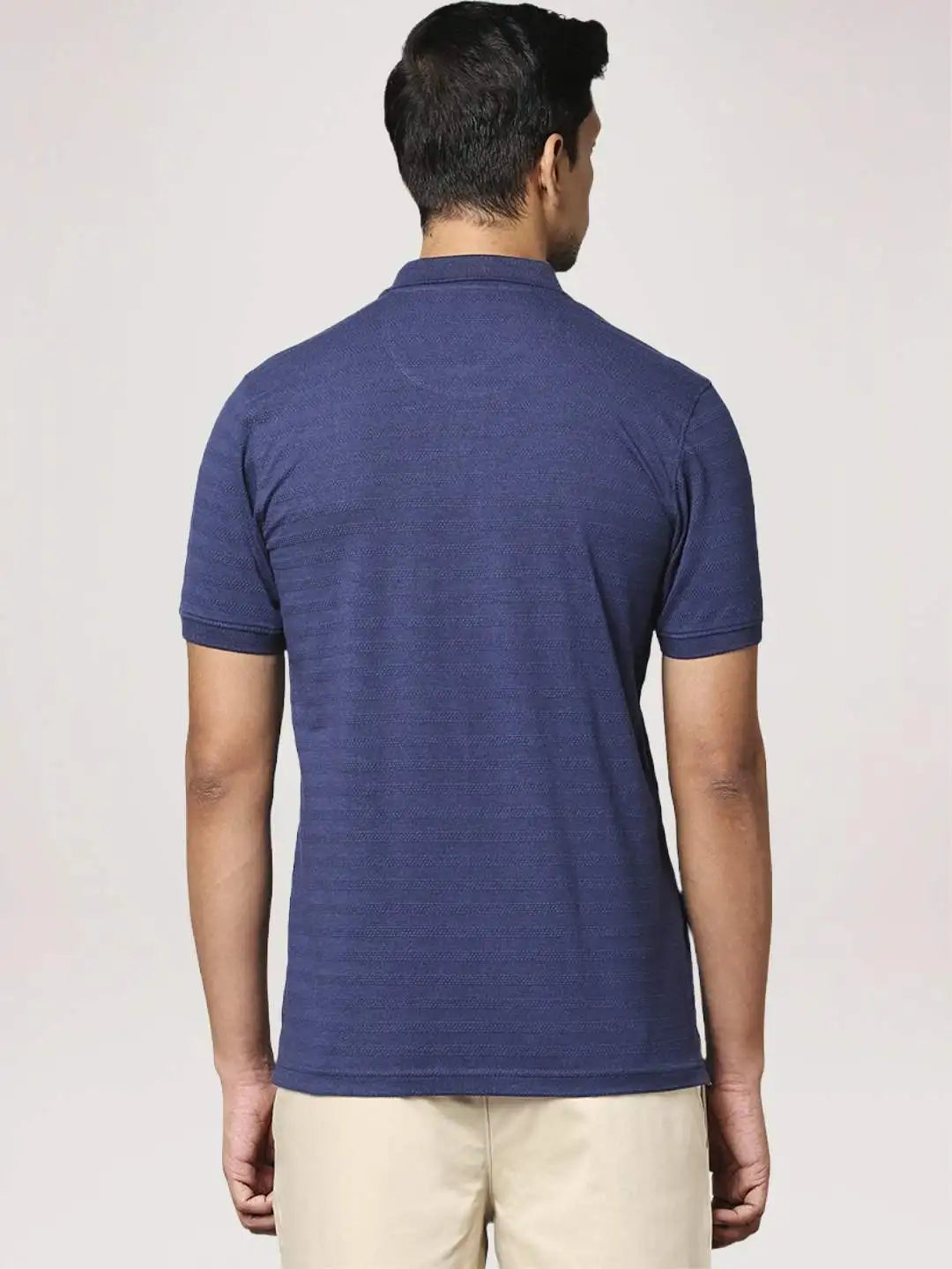 Park Avenue Men Blue Solid Slim Fit Casual Polo