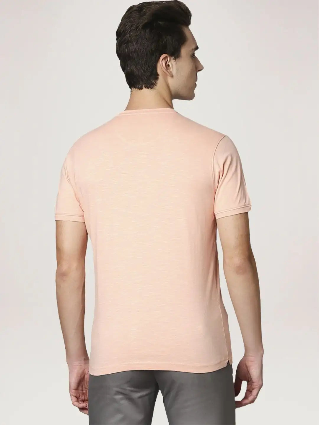 Park Avenue Men Medium Red Solid Slim Fit Casual T-Shirt