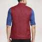Colorplus Men Dark Red Solid Tailored Fit Party Bundi