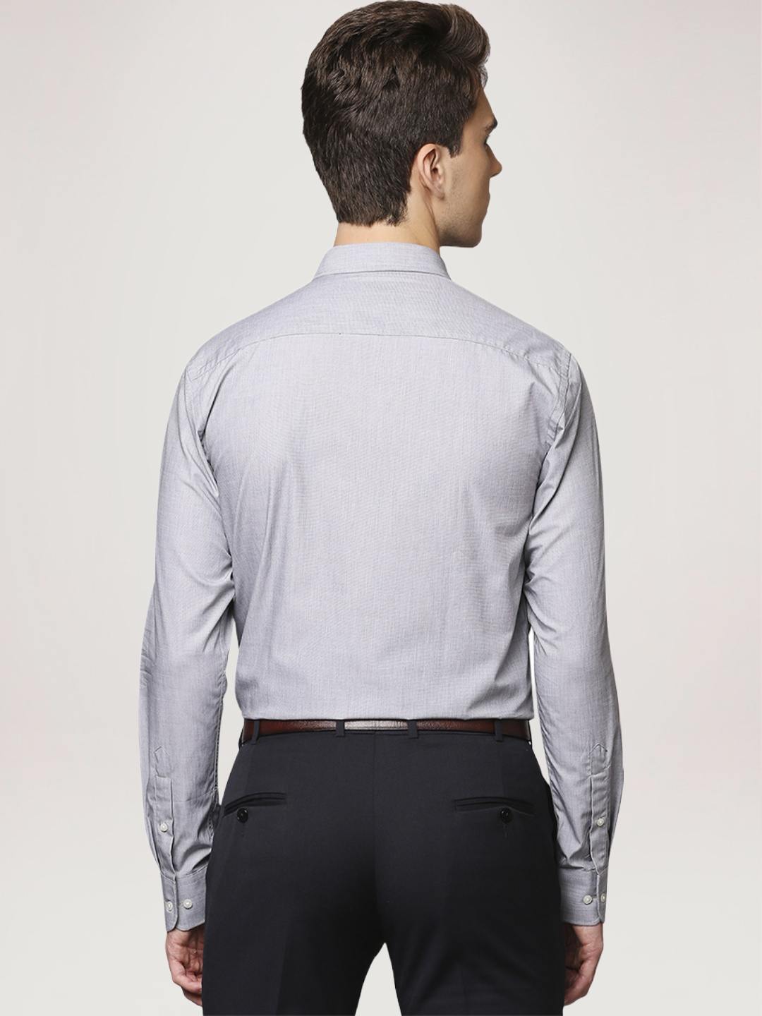 Park Avenue Men Medium Grey Solid Slim Fit Work Shirt