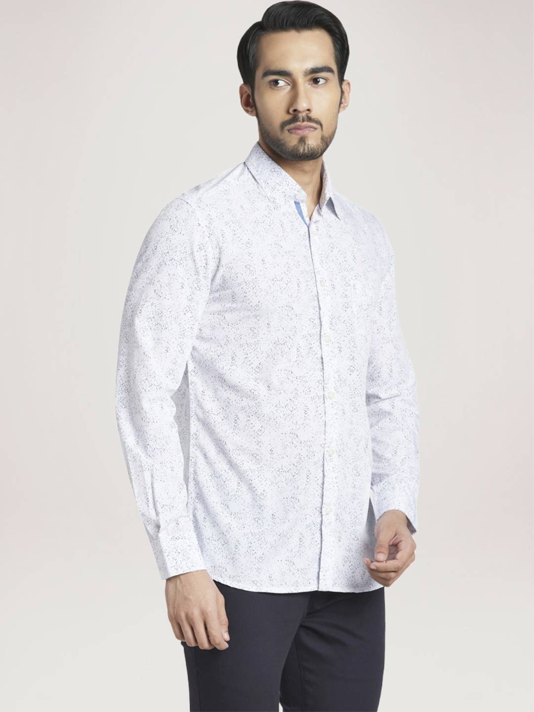 Parx Men Light Blue Printed Slim Fit Casual Shirt
