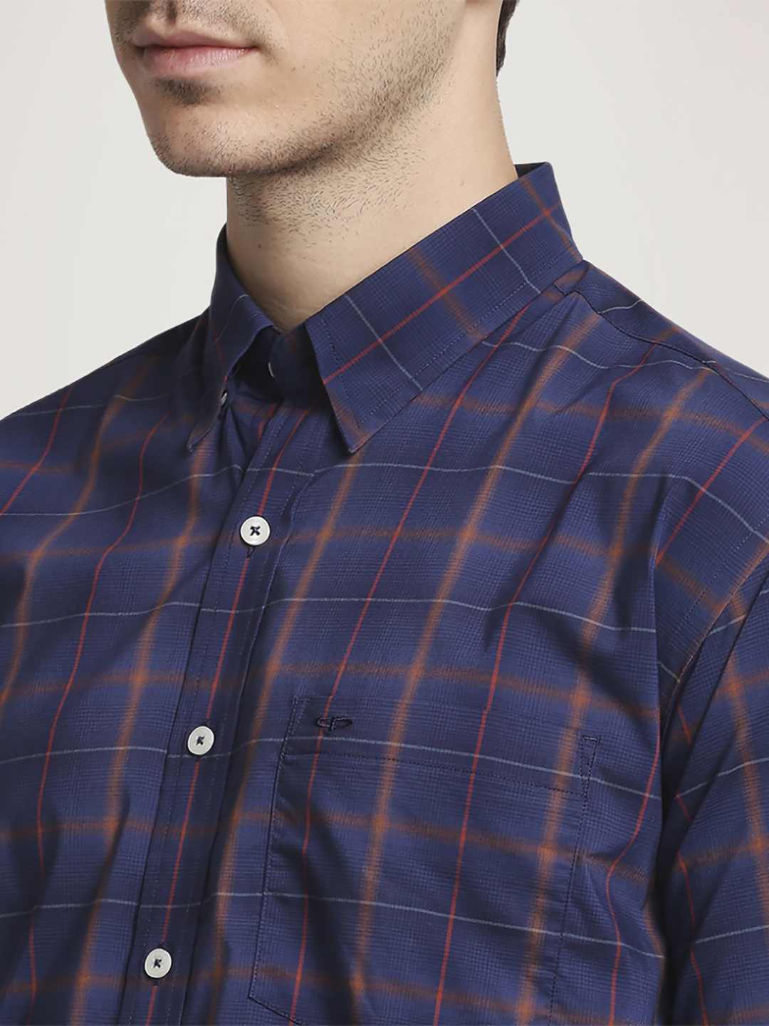 Colorplus Men Blue Checks Regular Fit Party Shirt