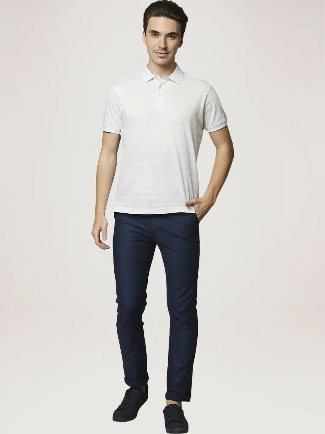 Park Avenue Men White Solid Slim Fit Casual Polo