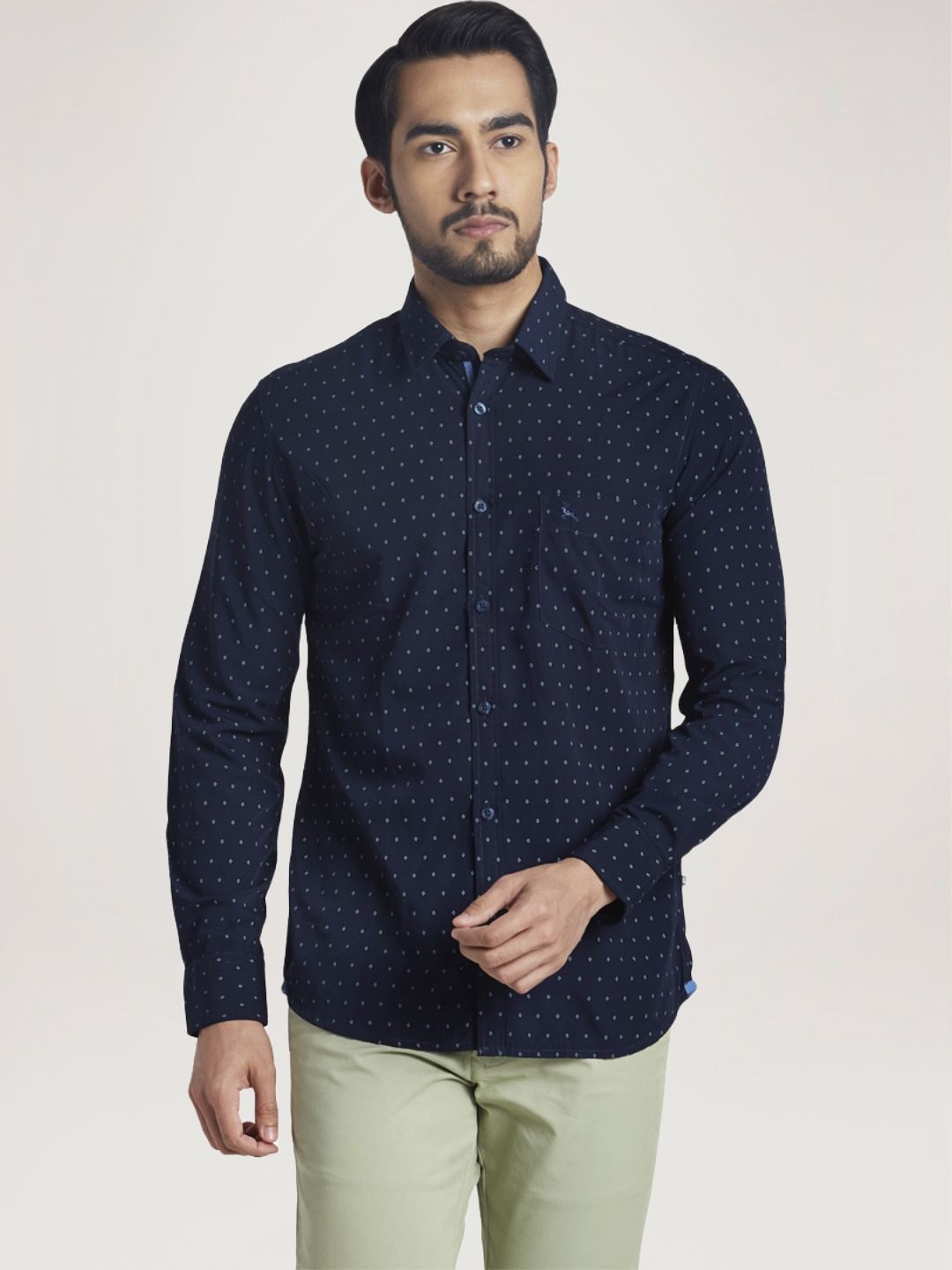Parx Men Blue Printed Slim Fit Casual Shirt